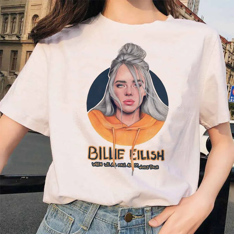 

New Billie Eilish Hip Hop T Shirt Men Unisex Bad Guy Funny Cartoon T-shirt Grunge Aesthetic Tshirt Fashion Rock Top Tees Male