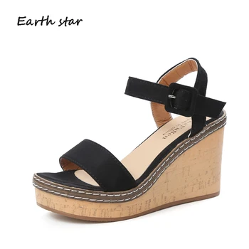 

2020 Summer Wedges Sandals Shoes Women sandalia feminina Fashion Sexy Ladies footware Peep Toe Female zapatos de mujer Black