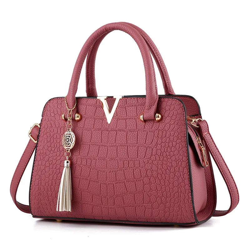 SMOOZA новая женская сумка с крокодиловым узором, женские сумки-мессенджеры, сумки через плечо, женские кожаные сумки с кисточками