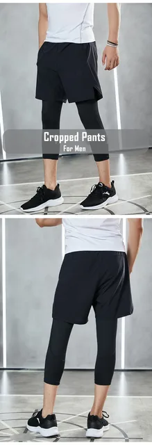 Men's Running Sports Tights Pants Basketball 3/4 Cropped Compression  Leggings Gym Fitness Sportswear Trousers For Three Quarter