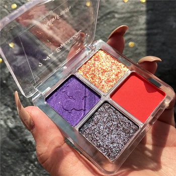 

4Color NEON Eyeshadow Pallete Longlasting Matte Glitter Shimmer EyeShadow Palette Luminous Radiant Nude Pigmented Makeup Palette