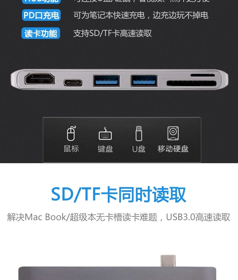Тип-c к hdmi 6в1 поддержка для nintendo switch usb-c HDTV HUB 3,0 dock