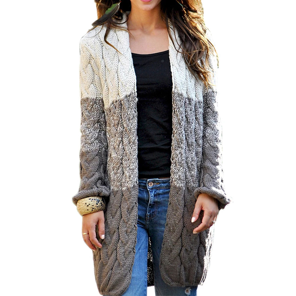 Litthing женский осенне-зимний свитер кардиган теплый толстый вязаный кардиган верхняя одежда Модный женский длинный свитер с петельками пальто - Цвет: A3