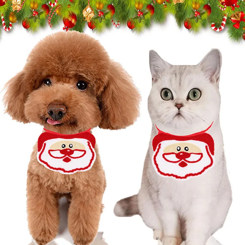 Рождественские нагрудники собака шарф воротник регулируемый шейный платок шарф водонепроницаемый слюнявчик для щенка кошки собаки