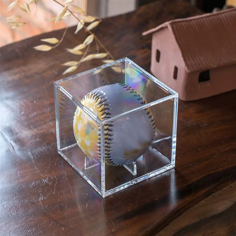 YDong Acrylic 9 Inch Baseball Box Display Tennis Ball Transparent Case for Souvenir Storage Box Holder Uv Dustproof