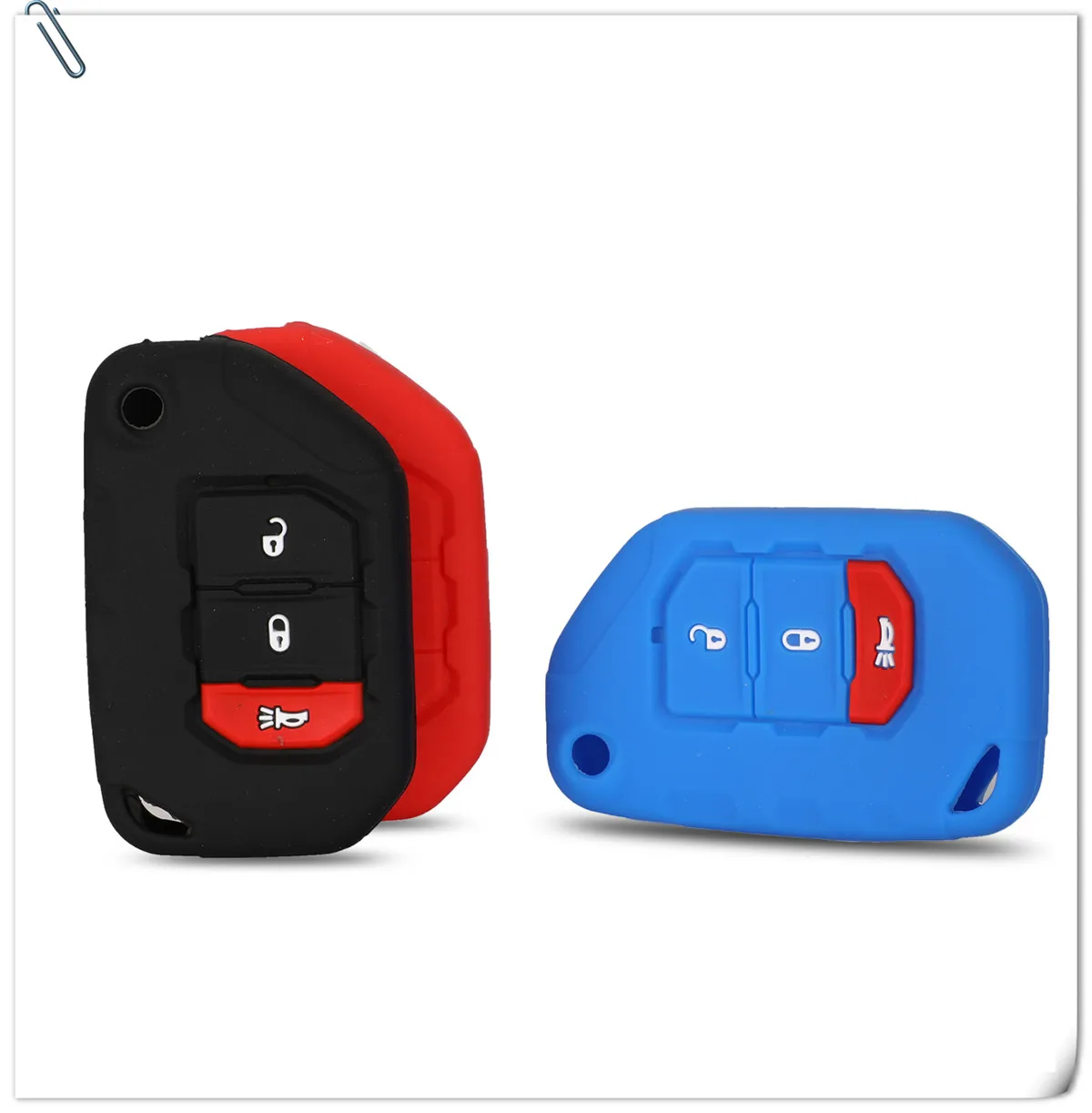 Keyforkess 30pcs custodia protettiva per portachiavi in Silicone per Jeep Wrangler JL 2018 2019 3 pulsanti Flip Remote Skin Rubber Protect Holder - H5e8eced067b94986acd14c40abded0c0i