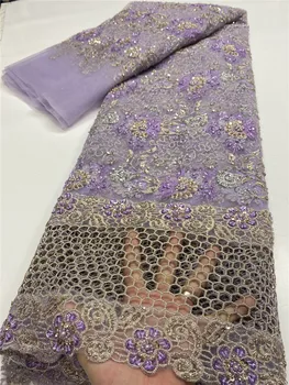 

Handmade Lace African Lace Fabrics 2020 High Quality Lace Nigerian Tulle Lace Fabrics Bride French Beaded Lace Fabric YA3568B-1
