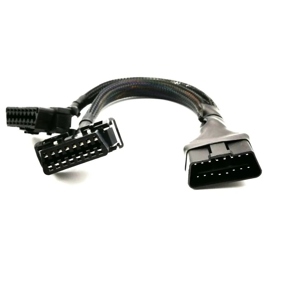 5 шт./лот! OBD 16PIN 1 штекер 2 двойной женский 16 Pin OBD удлинитель Кабель разветвитель Y КАБЕЛЬ