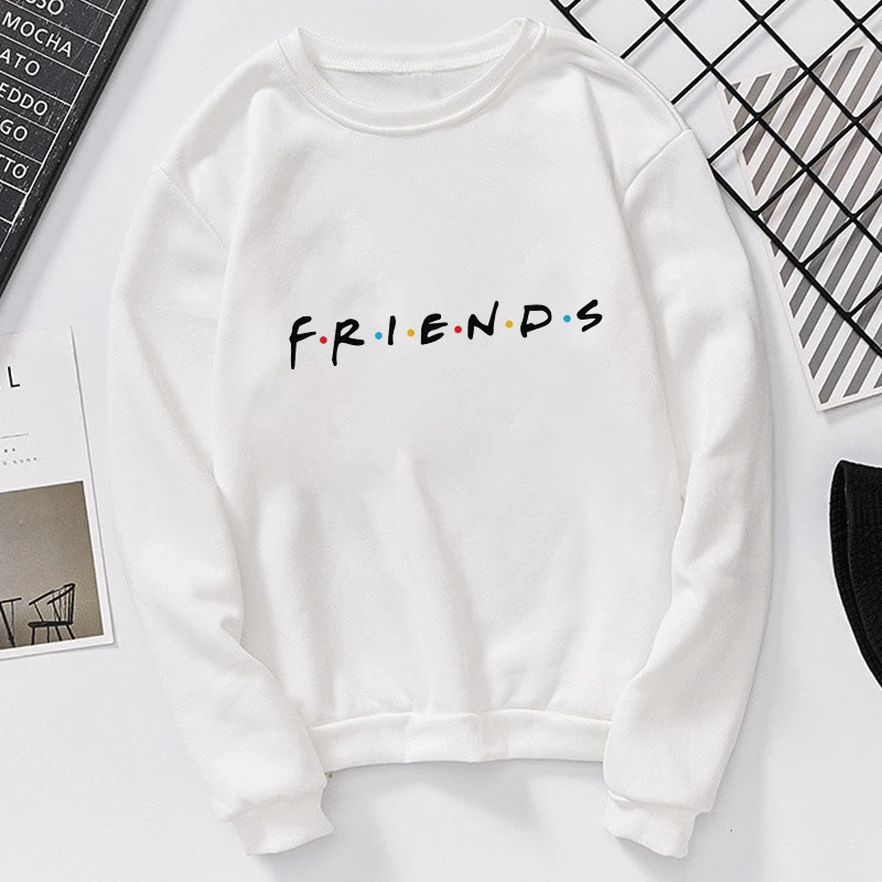

New Women Friends Printed Sweatshirts Harajuku Letters Friends Hoodies Round Neck Pullovers Femme Loose Hip Hop Sweatshirt Femme