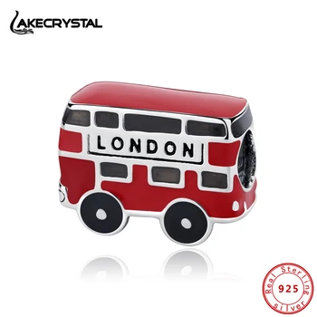 

Authentic 100% 925 Sterling Silver Charms Fit Original Bracelets Charm Red London Bus Beads For Women Diy Fine Jewelry