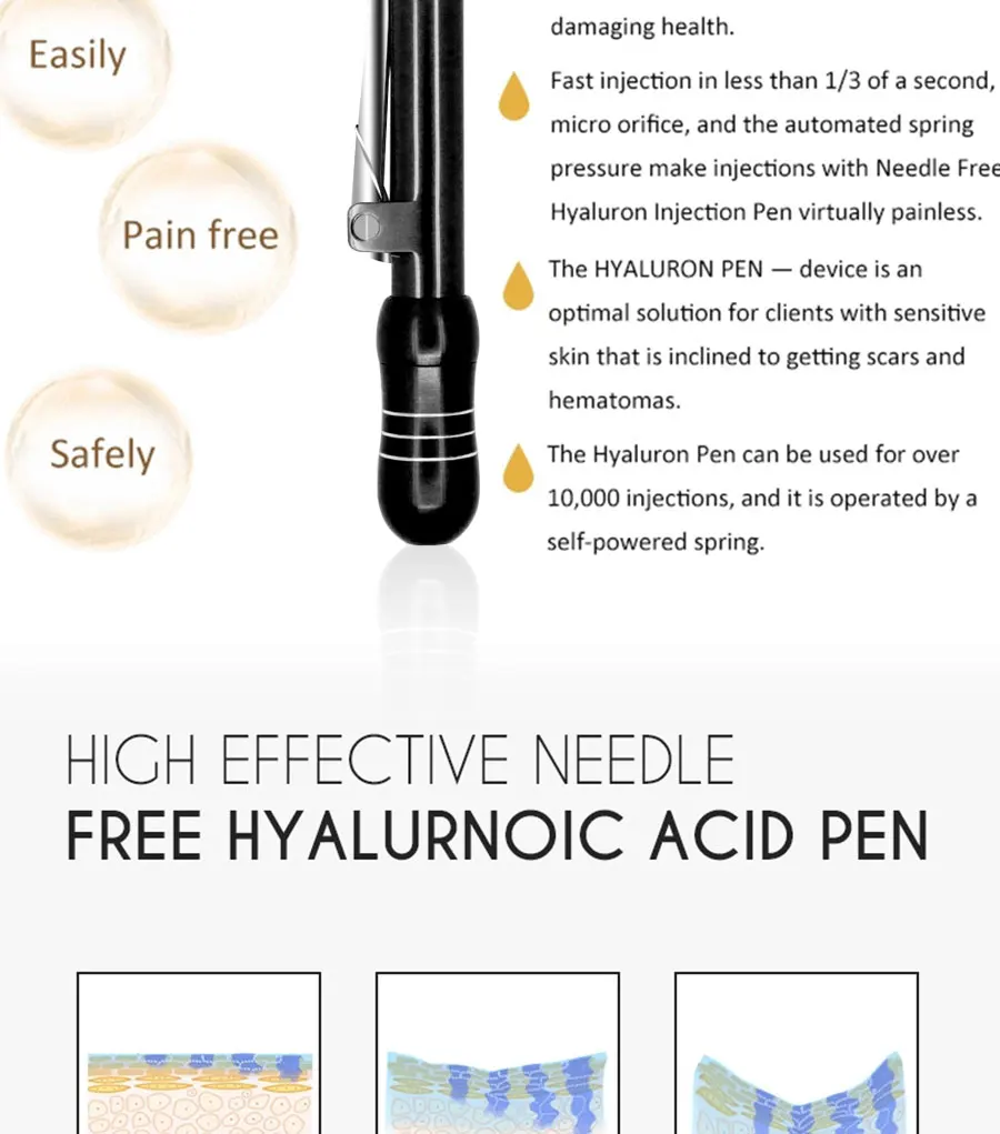 0.3ml Atomizer hyaluron pen for lip dermal filler No-Needle Noninvasive Nebulizer Anti-wrinkles hialuron pen face lifting