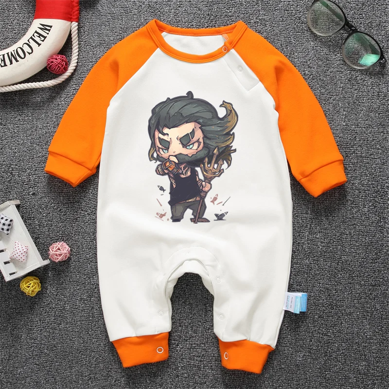 Осенние детские брендовые ромперы Superheo Aquaman, хлопковый цельный комбинезон для младенцев - Цвет: 2710