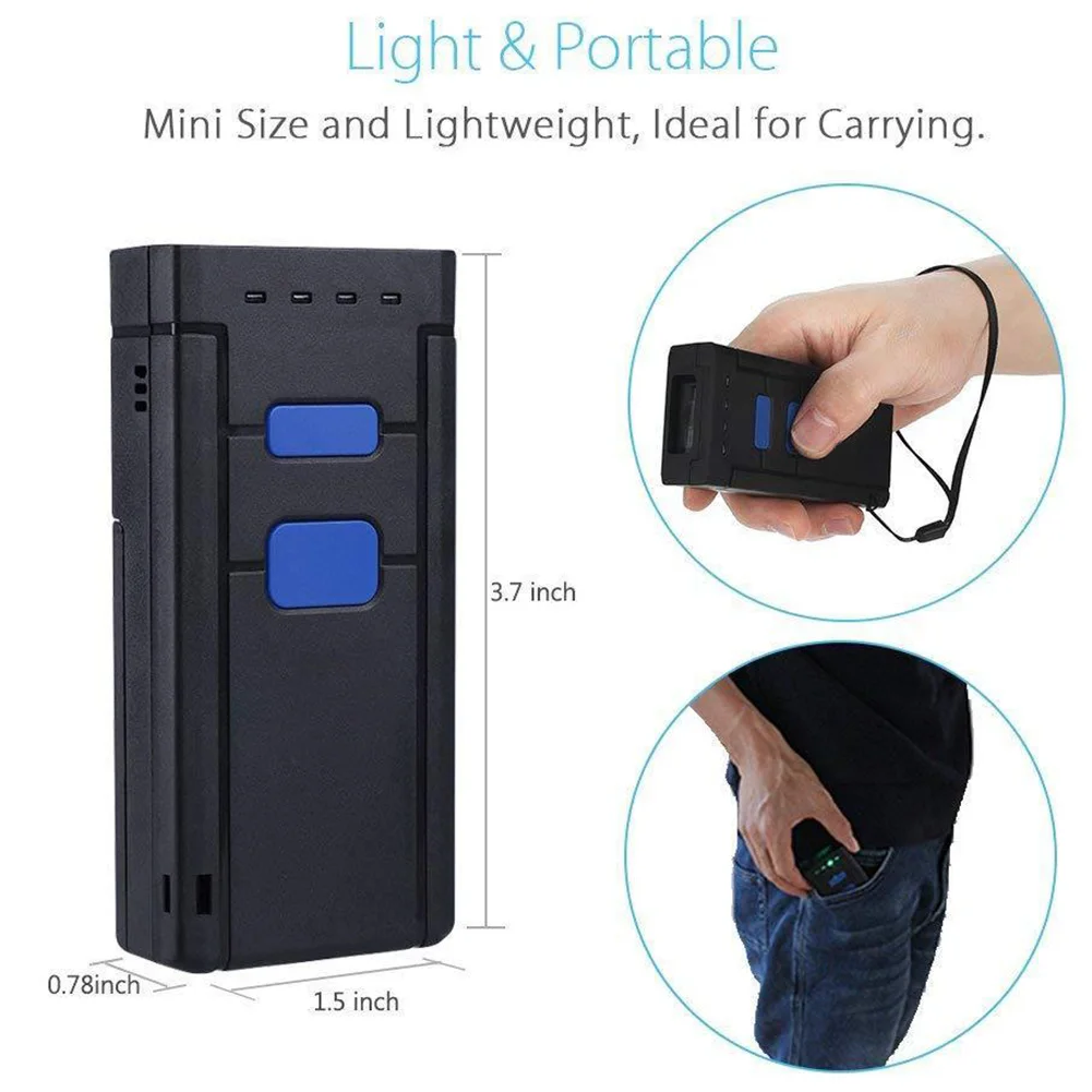 

Reader Pocket Barcode Scanner Mini Mobile Battery Powered Wireless Bluetooth Portable Fast Payment Led Computer Handheld