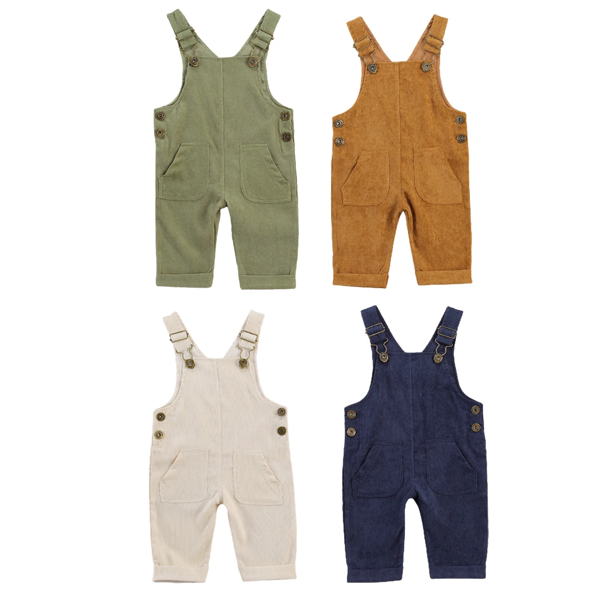 

Toddler Baby Kids Boys Girls Overalls Autumn Newborn Baby Girls Corduroy Pocket Romper Jumpsuits Casual Bib Pants One-Pieces