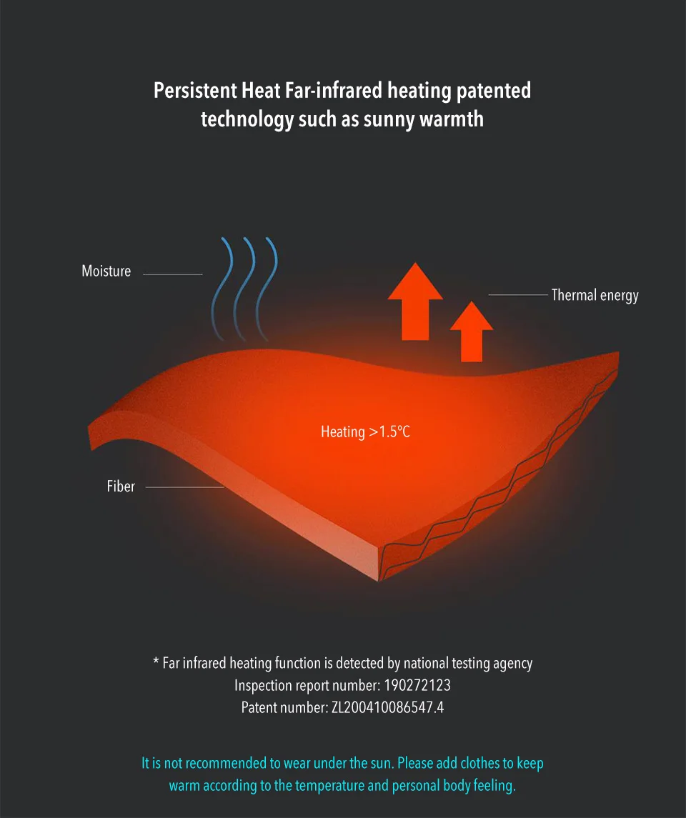 Xiaomi Mijia стойкая тепловая инфракрасная нагревательная волоконная одежда легкая теплая зимняя комфортная изгибающаяся внутри Рождественский подарок