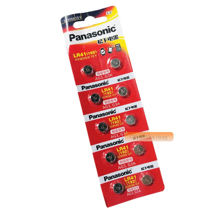 10 шт/1 упаковка PANASONIC LR41 192 AG3 0% Hg 192 392A 1,5 V батареи для калькулятора 0% Hg