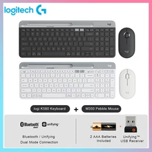 Original logitech k580 teclado sem fio multi-dispositivo 2.4g bluetooth unificando modo duplo portátil para tablet pc telefone(China)