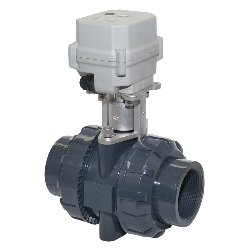UPVC 1/2'' 2'' BSP/NPT 2 Way Motorized Ball Valve 24VAC/DC DN15 DN50