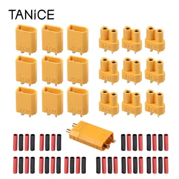 

TANiCE 10 Pairs XT30 XT-30 Male & Female Bullet Connectors Power Plugs with 20 pairs 3 mm Heat Shrink for RC Lipo Battery Drones