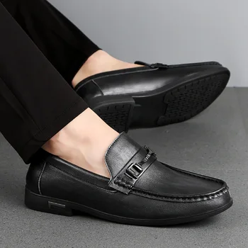 

men Casual Shoes Fashion Men Shoes Genuine Leather Men Loafers outdoor Moccasins Slip On Men's Flats Male Shoes Comfortable Boat