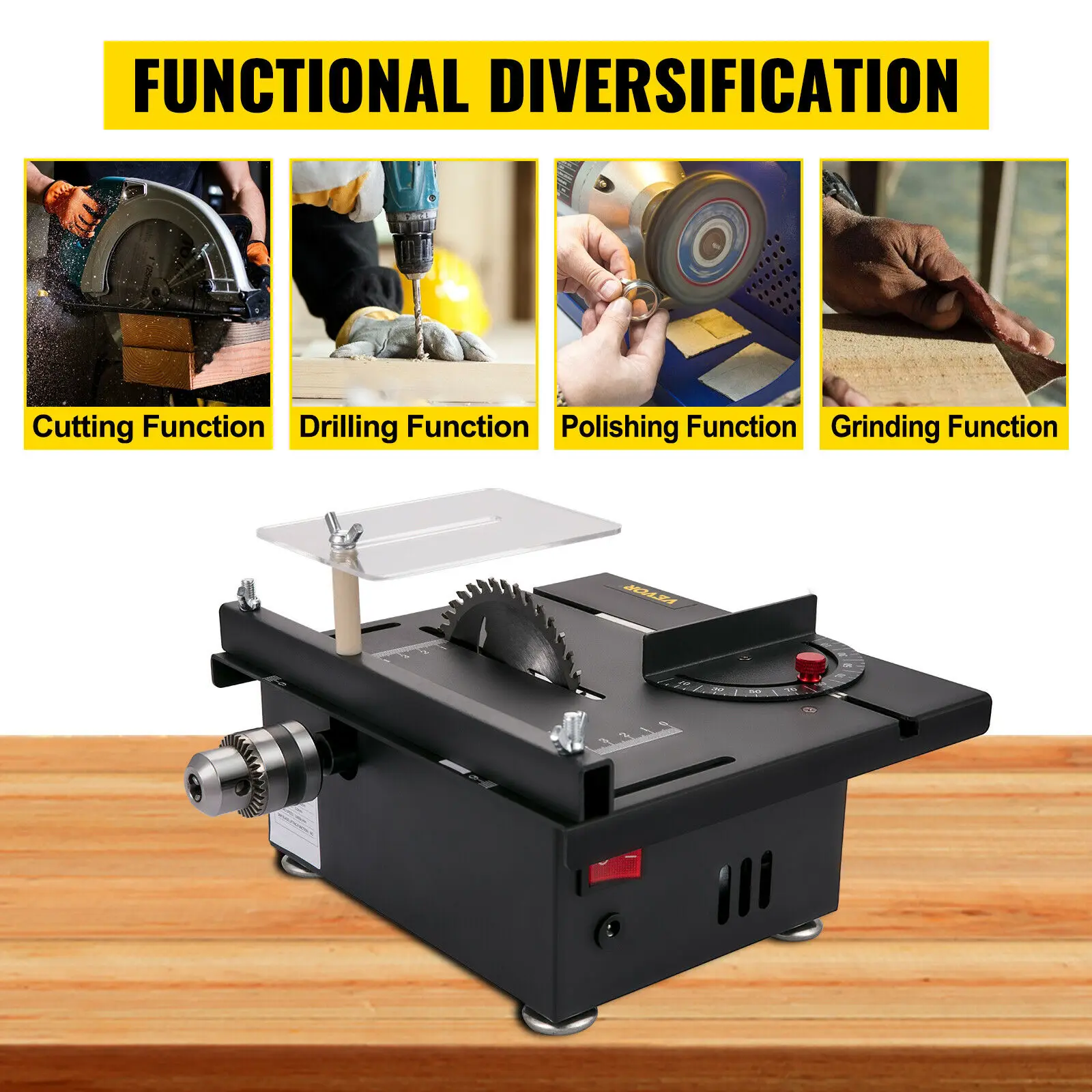Mini Table Saw Woodworking Polish Cutting Tool Bench Saw Machine 10000RPM