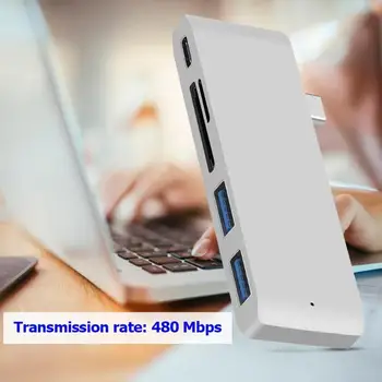 

Durable Type-C to USB-C Memory Card Easy to Carry Wear-resistant TF 2 USB3.0 5Gbps Computer Type-C Splitter Reader