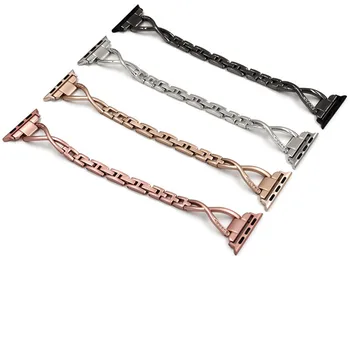 

Watch Strap Accessories Replacement For Apple Watch 4 Connector X-Type Diamond Stainless Steel Alloy Band Wristband 1sh