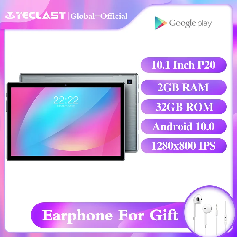 Новейшая модель Teclast Tablet P20 10 1 дюймов Android 2Гб Оперативная память 32GB Встроенная 1280
