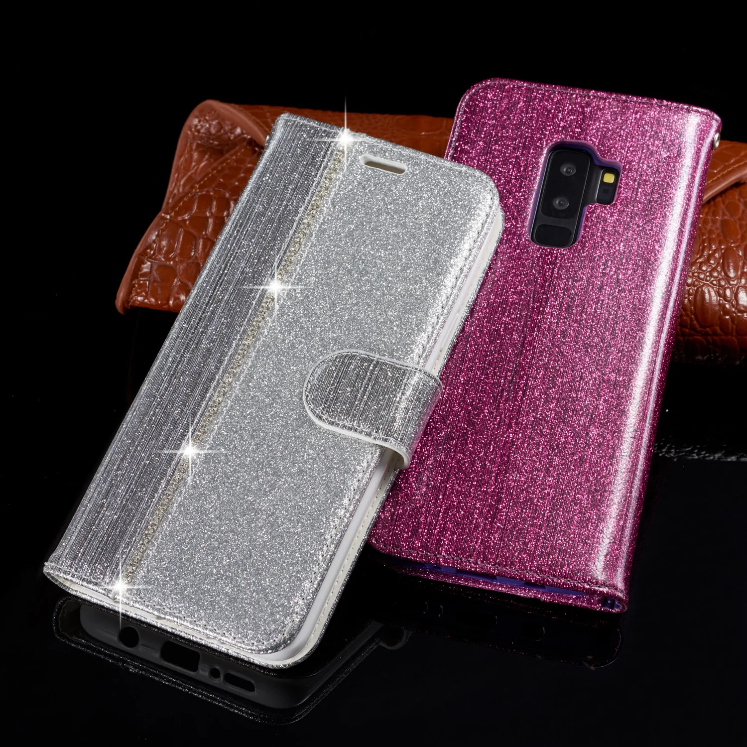 Роскошный кожаный чехол для samsung Galaxy S10 S9 S8 Plus S10E S7 Edge, блестящий чехол-книжка для samsung S 10 9 8 Plus 7 Edge