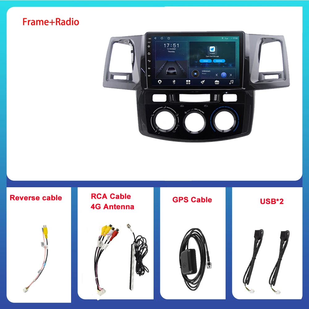 6G 128G Android 10.0 Car Radio Player For Toyota Fortuner Hilux 2 VIgo MT 2005-2007 GPS Stereo DSP BT Carplay Auto No 2 din DVD