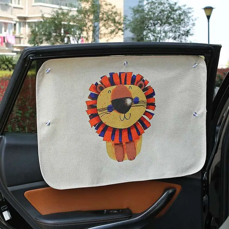 Автомобильная Солнцезащитная шторка боковое окно зонтик автомобильный присоска милый мультфильм автомобиль солнцезащитный Штора для детской машины - Цвет: African lion