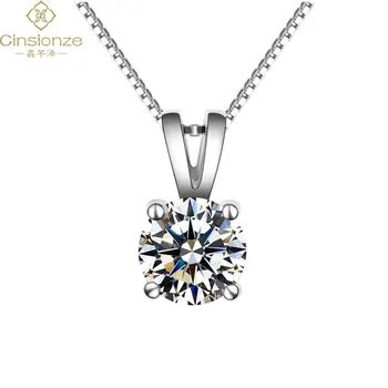 

Cinsionze 925 Sterling Silver Necklace 1ct D Color Moissanite Pendant Diamond Wedding Engagement Party Jewelry Xmas Gift