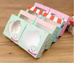 5 шт. маленькая коробка для кексов мультфильм бумага подарочная коробка с окном Свадебная вечеринка коробка для печенья торт упаковка для