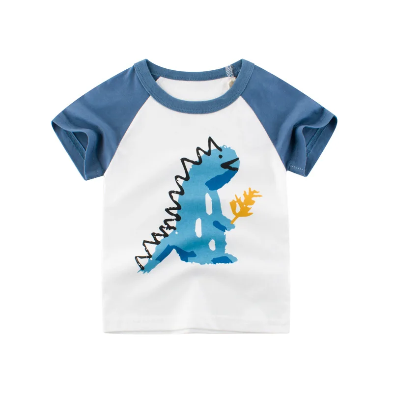 VIDMID/футболка для мальчиков футболка с короткими рукавами и изображением машинок повседневные спортивные майки для маленьких мальчиков детские летние топы с динозавром, одежда 4037 05