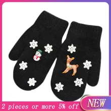 Детские перчатки; Новинка года; Лидер продаж; Детские Рождественские теплые вязаные перчатки; перчатки с принтом снежной погоды; милые детские перчатки;# N4