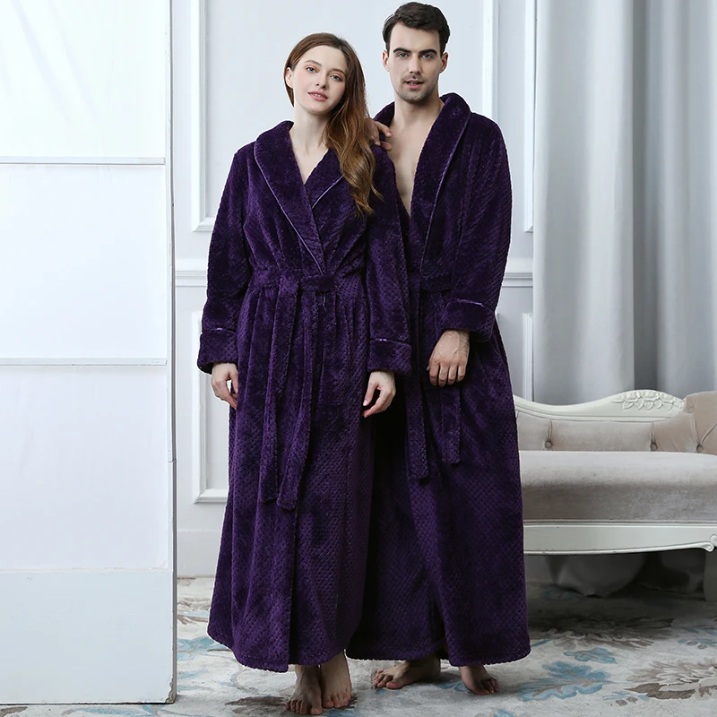 Men Winter Extra Long Thick Warm Grid Flannel Bathrobe Mens Luxury Kimono Bath Robe Women Sexy Robes Male Thermal Dressing Gown Men Winter Extra Long Thick Warm Grid Flannel Bathrobe Mens Luxury Kimono Bath Robe Women Sexy Robes Male Thermal Dressing Gown