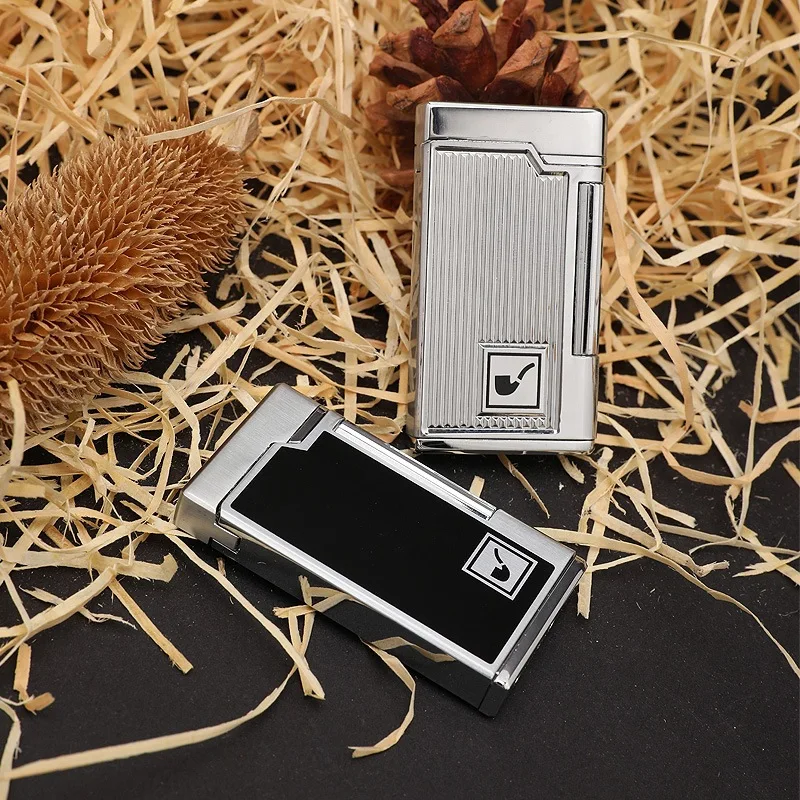 

Business Zinc Alloy Pipe Gas Lighter Metal Refillable Cigarette Lighter Butane Oblique Flame Men Briquet Smoking Gift Gadgets