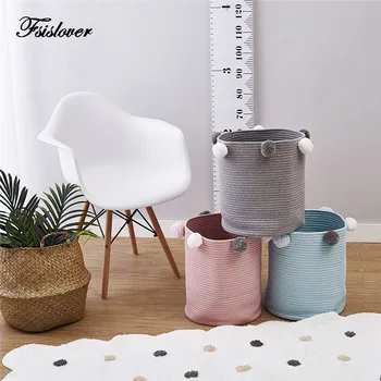 

FSISLOVER Storage Baskets Laundry Baskets Cotton Rope Hanging Flower Pot Baskets Storage Fur Ball Deco basket for toys
