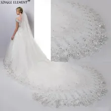 Wholesale 4m Luxury Lace Edge With Comb White Ivory Catherdal Wedding Veil Bridal Accessories