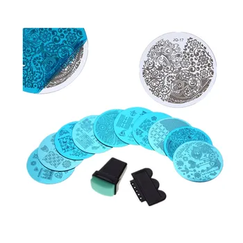 

10pcs Beauty Nail Template Stamping Stamp Image Plates Stamper Set Nail Polish Print Stamper Scrapper Tool Accessories