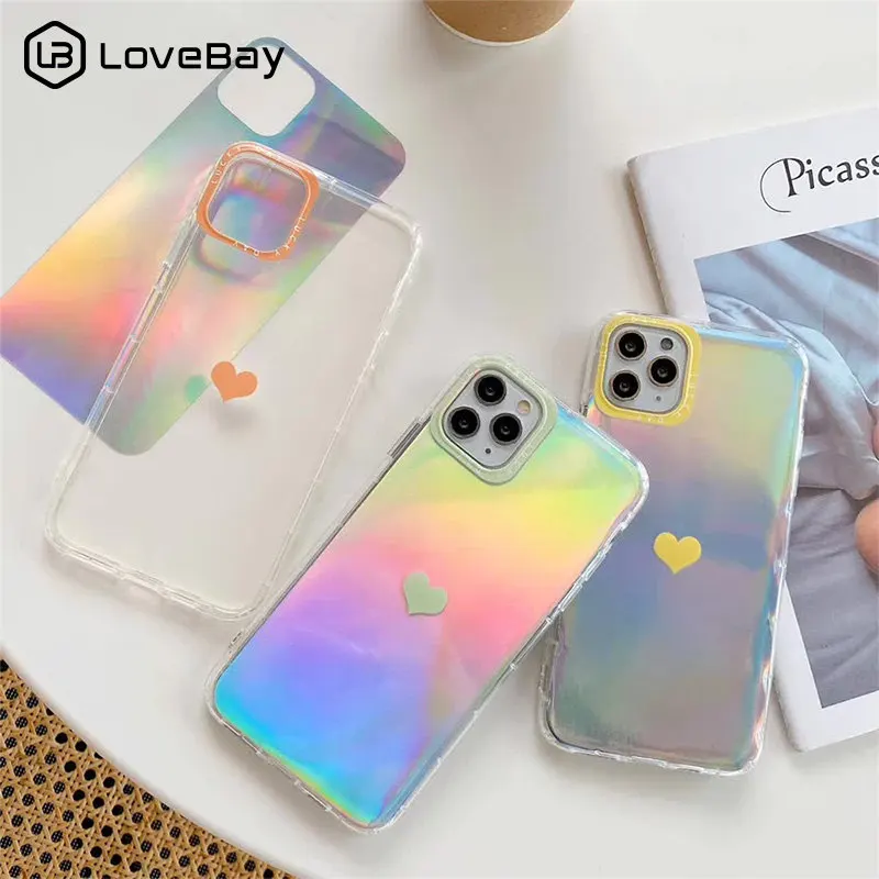 Lovebay Любовь Сердце пары телефонный чехол для iPhone 11 Pro X XR XS Max 8 7 6 6s Plus Лазерная
