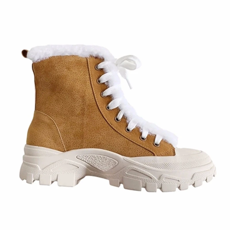 [DEAT] Round Toe Bandage Casual Matte Leather Velvet Women Thick Bottom Short Boots New Autumn Winter Fashion Tide 10F220