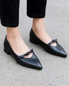 

Pointed Toe Tie Detail Loafers leatherette slip on