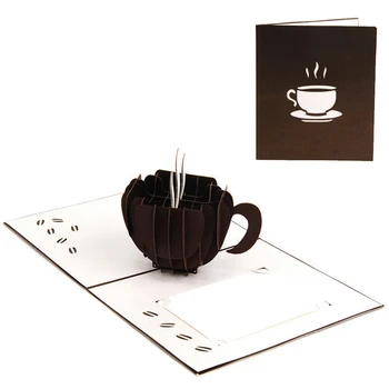 

3D Pop Up Coffee Greeting Cards Christmas Birthday Valentine Invitation
