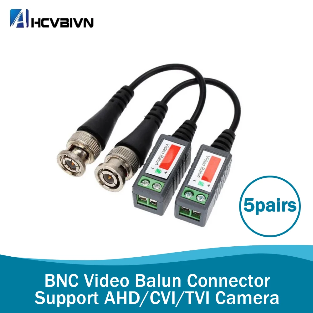ABS Plastic CCTV Video Balun CCTV Accessories Passive Transceivers 2000ft Distance UTP Balun BNC Cable CAT5 Cable 10pcs cctv video balun