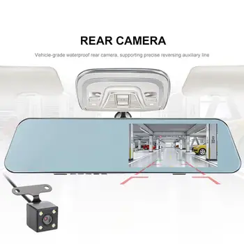 

Durable Dash Cam Camera Night Vision 5.18Inch Touch Screen Universal Car DVR Rearview Mirror Camera