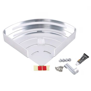 

Bathroom Suction Cup Soap DishesTraceless Space Aluminum Corner Storage Rack Organizer Shelf Makeup Shelf