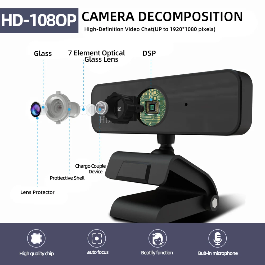 HD 1080P 5 Мп веб камера Встроенный микрофон с автофокусом высококлассный