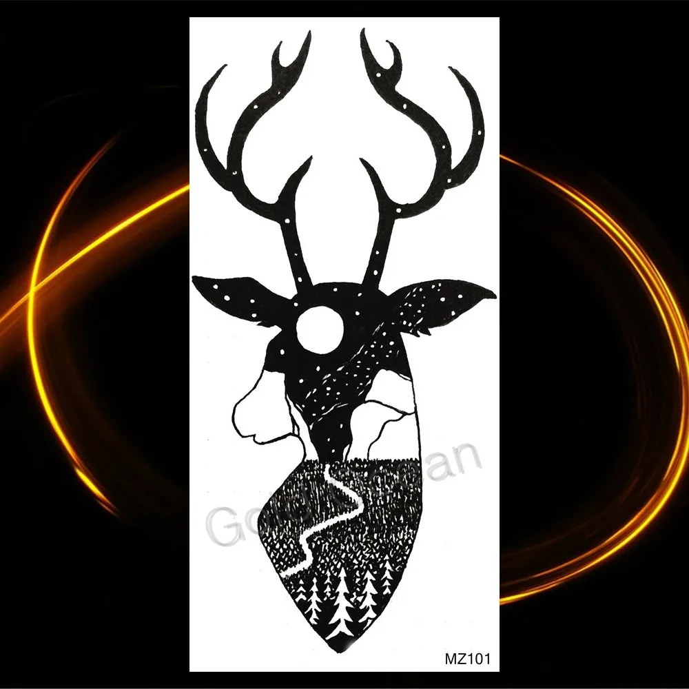 Ferocious Wolf Temporary Tattoos For Men Realistic Coyote Geometric Tatoo Mountain Dreamcatcher Forest Fake Tattoo Waterproof