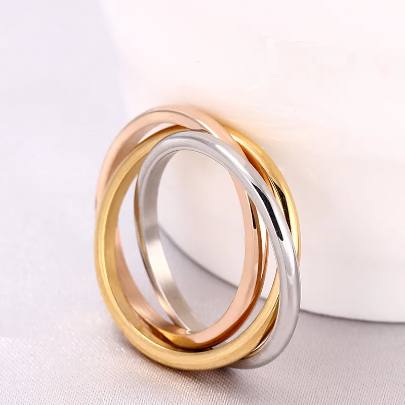 

Creative Trinity Winding Triple Braided Ring for Woman Three In One Combination Ladies Wedding Bands Gift Anillos Mujer